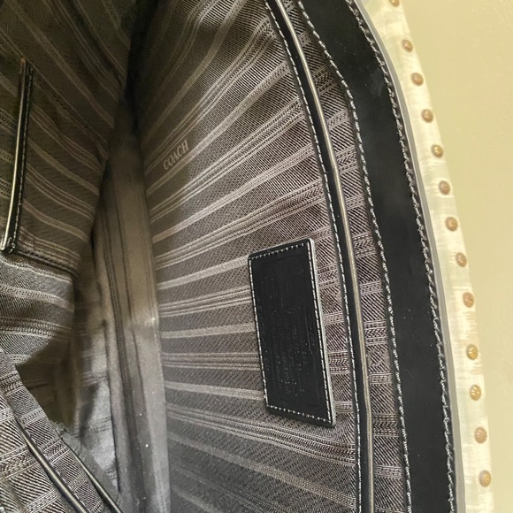 Coach Crosby Box Grain Textured Leather Flap Brief 70961 Brass/Black - Picture 10 of 13